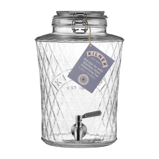 Kilner Clip Top Diamond Dispenser with Stainless Steel Tap 5Ltr (JK273)