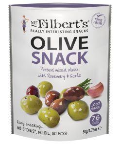 Mr Filberts Grab and Go Rosemary and Garlic Olives 12 x 50g (JK300)