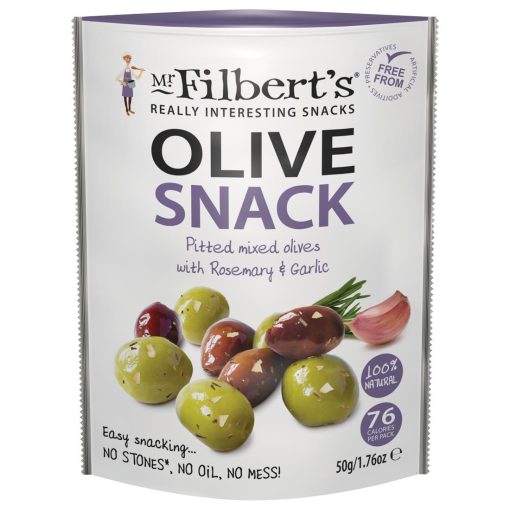 Mr Filberts Grab and Go Rosemary and Garlic Olives 12 x 50g (JK300)