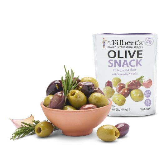 Mr Filberts Grab and Go Rosemary and Garlic Olives 12 x 50g (JK300)