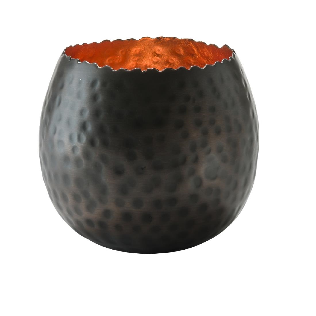 Hollowick Cauldron Hammered Dark Bronze and Copper Leaf Metal Votive 6 Pack (VV4041)