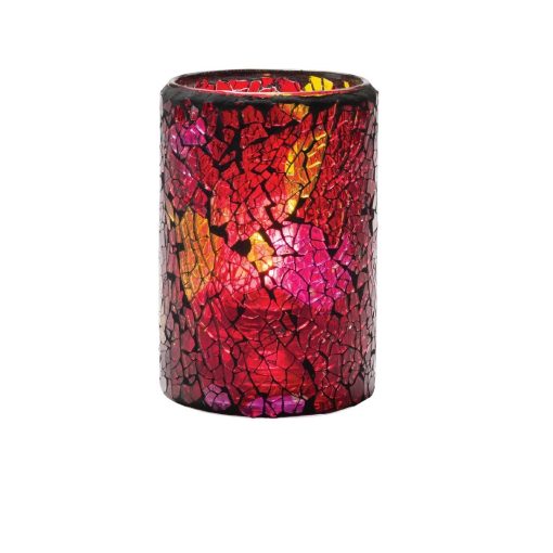 Hollowick Red and Gold Crackle Glass Cylinder Lamp 80mm x 144mm 24 Pack (VV4048)