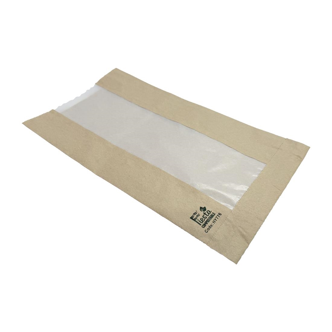 Fiesta Compostable Bread Bags with Glassine Window 266x215x88mm 1000 Pack (HY777)