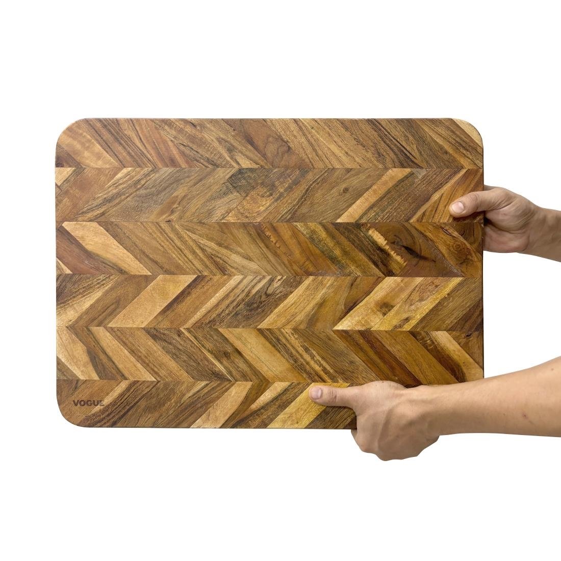 Vogue Chevron Effect Mango Wood Chopping Board Large (JB125)