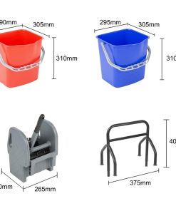 Jantex Mop Bucket and Wringer Set for Cleaning Trolley 2x 12Ltr (JB761)