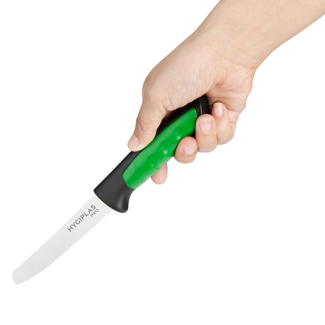 Hygiplas Pro Serrated Tomato Knife Green 10cm (JD222)