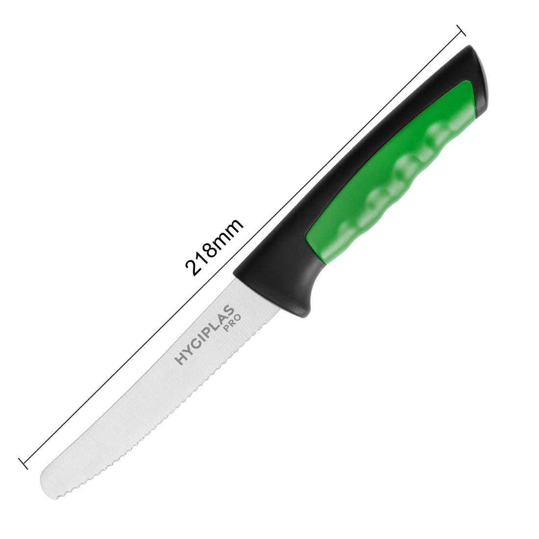 Hygiplas Pro Serrated Tomato Knife Green 10cm (JD222)