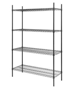 Nisbets Essentials Flat Pack 4 Shelf Unit Black Epoxy Coated 1830x1220x460mm (JE361)
