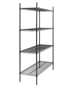 Nisbets Essentials Flat Pack 4 Shelf Unit Black Epoxy Coated 1830x1220x460mm (JE361)