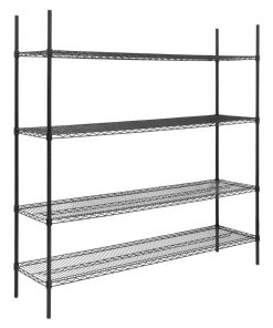 Nisbets Essentials Flat Pack 4 Shelf Unit Black Epoxy Coated 1830x1820x460mm (JE363)