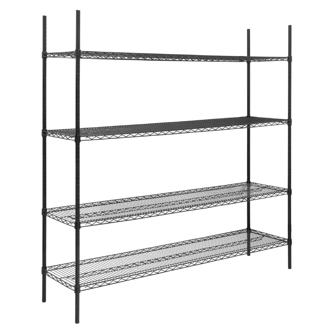 Nisbets Essentials Flat Pack 4 Shelf Unit Black Epoxy Coated 1830x1820x460mm (JE363)