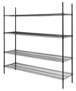 Nisbets Essentials Flat Pack 4 Shelf Unit Black Epoxy Coated 1830x1820x460mm (JE363)