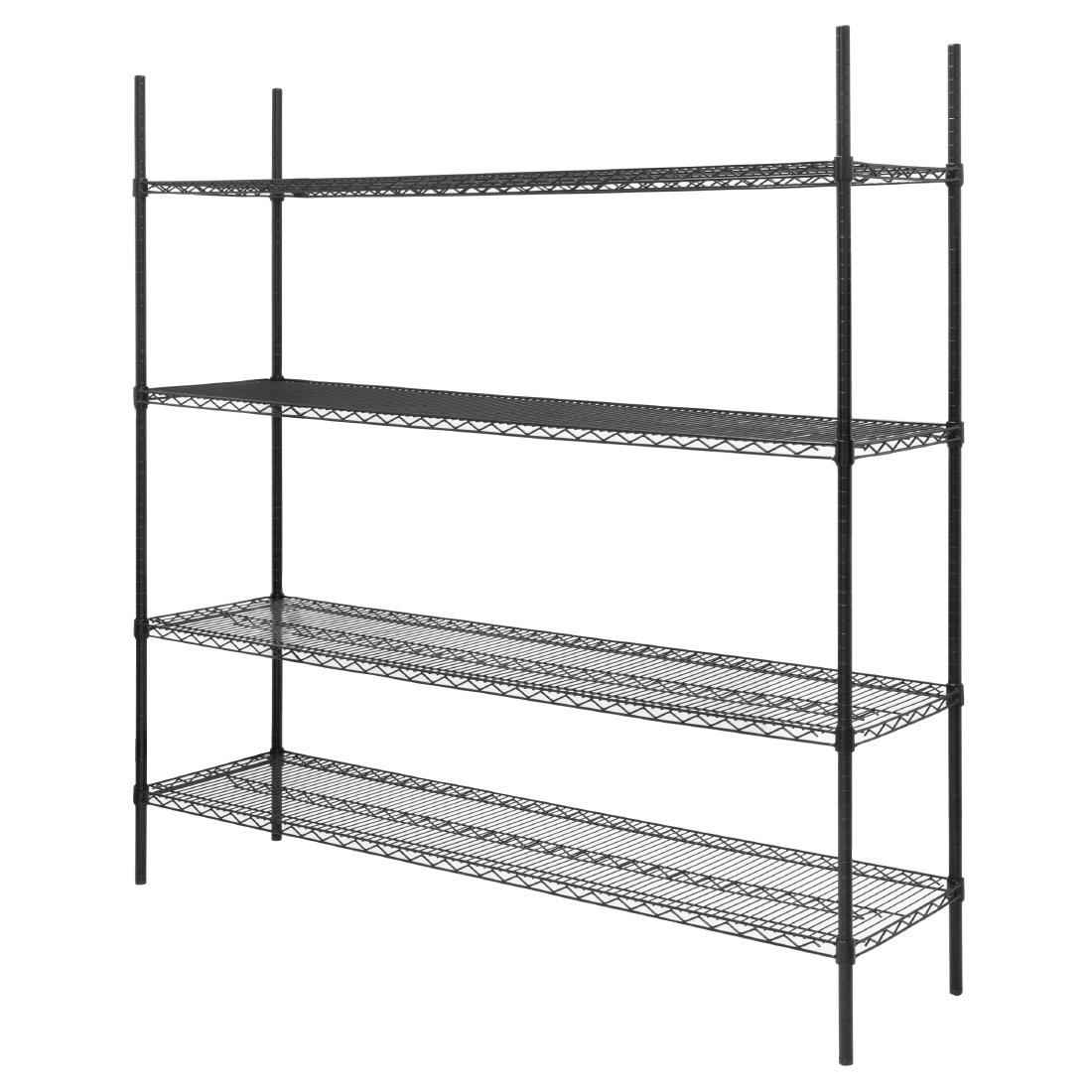 Nisbets Essentials Flat Pack 4 Shelf Unit Black Epoxy Coated 1830x1820x460mm (JE363)