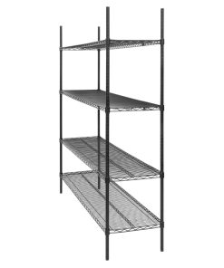 Nisbets Essentials Flat Pack 4 Shelf Unit Black Epoxy Coated 1830x1820x460mm (JE363)