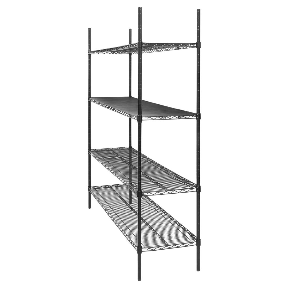 Nisbets Essentials Flat Pack 4 Shelf Unit Black Epoxy Coated 1830x1820x460mm (JE363)
