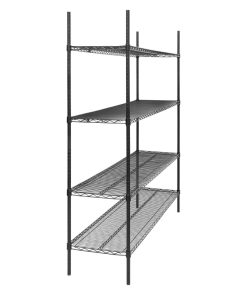 Nisbets Essentials Flat Pack 4 Shelf Unit Black Epoxy Coated 1830x1820x460mm (JE363)
