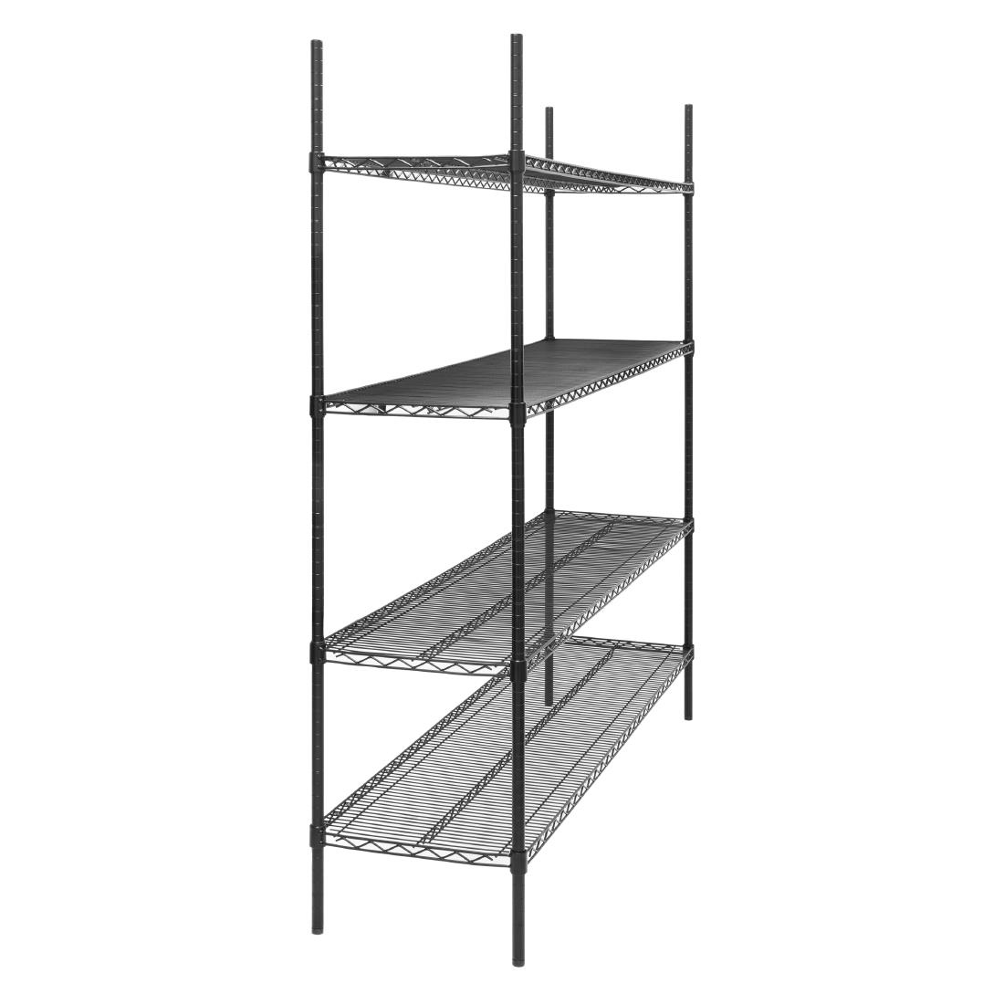 Nisbets Essentials Flat Pack 4 Shelf Unit Black Epoxy Coated 1830x1820x460mm (JE363)