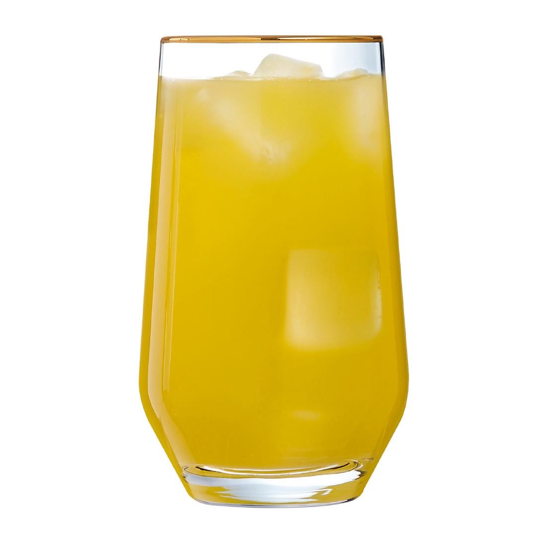 Cristal dArques Ultime Gold Band Hiball Glasses 400ml 8 Pack (JK504)