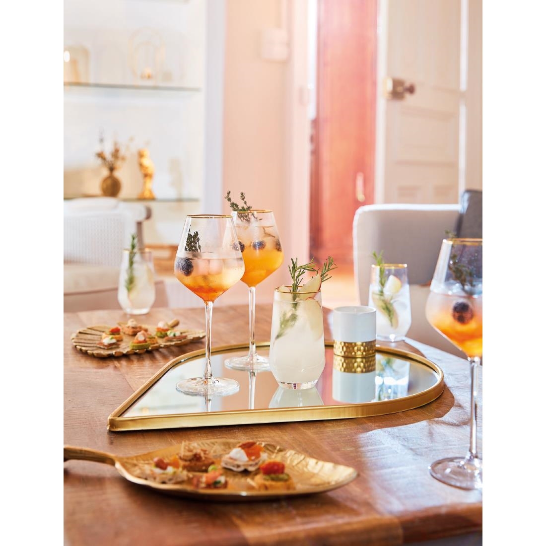 Cristal dArques Ultime Gold Band Hiball Glasses 400ml 8 Pack (JK504)