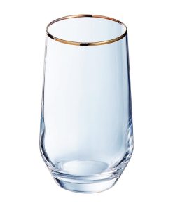 Cristal dArques Ultime Gold Band Hiball Glasses 400ml 8 Pack (JK504)