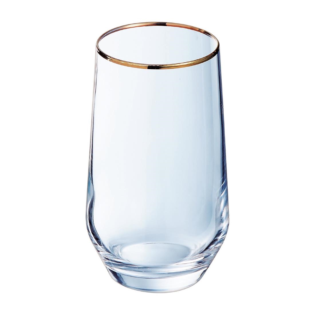 Cristal dArques Ultime Gold Band Hiball Glasses 400ml 8 Pack (JK504)