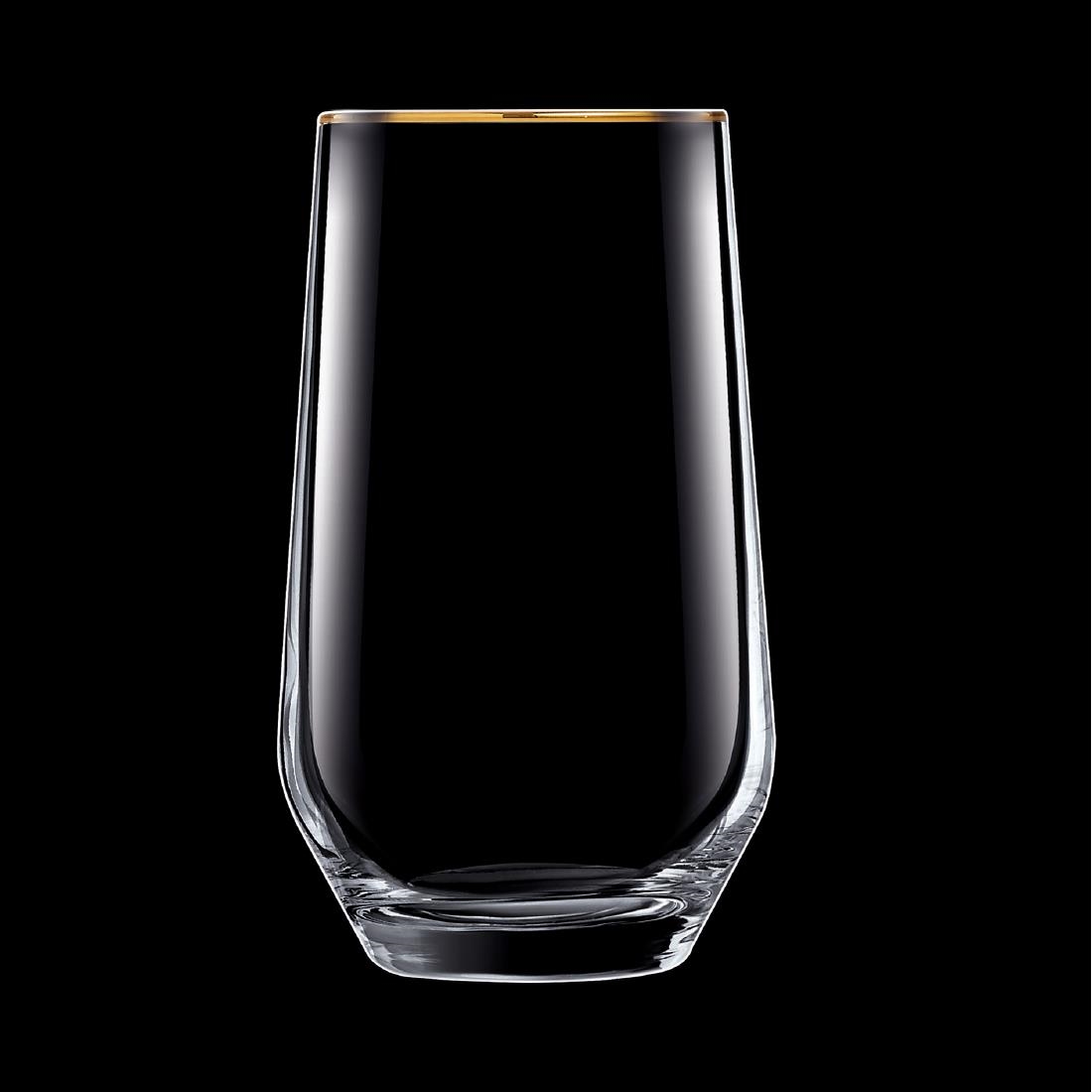 Cristal dArques Ultime Gold Band Hiball Glasses 400ml 8 Pack (JK504)