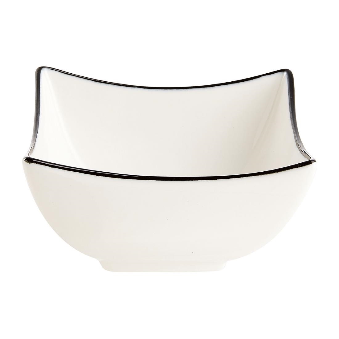 Arcoroc Appetizer Ludico Deep Square Bowls Black Line 90mm 24 Pack (JK528)