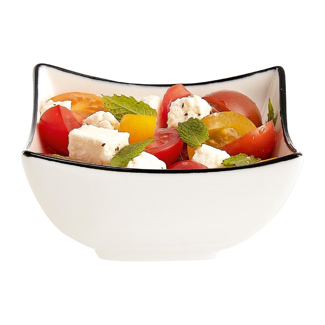 Arcoroc Appetizer Ludico Deep Square Bowls Black Line 90mm 24 Pack (JK528)