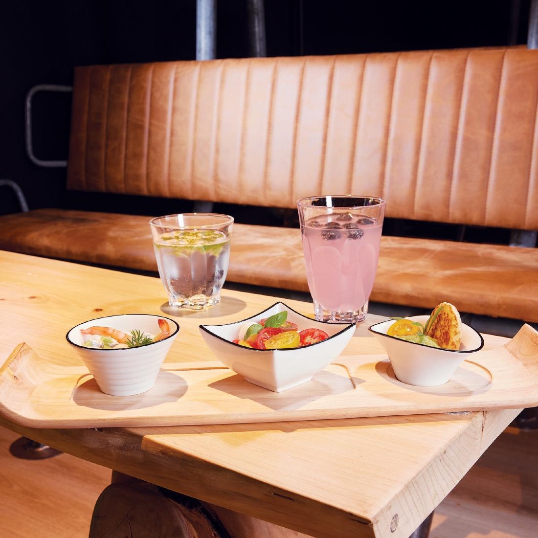 Arcoroc Appetizer Ludico Deep Square Bowls Black Line 90mm 24 Pack (JK528)