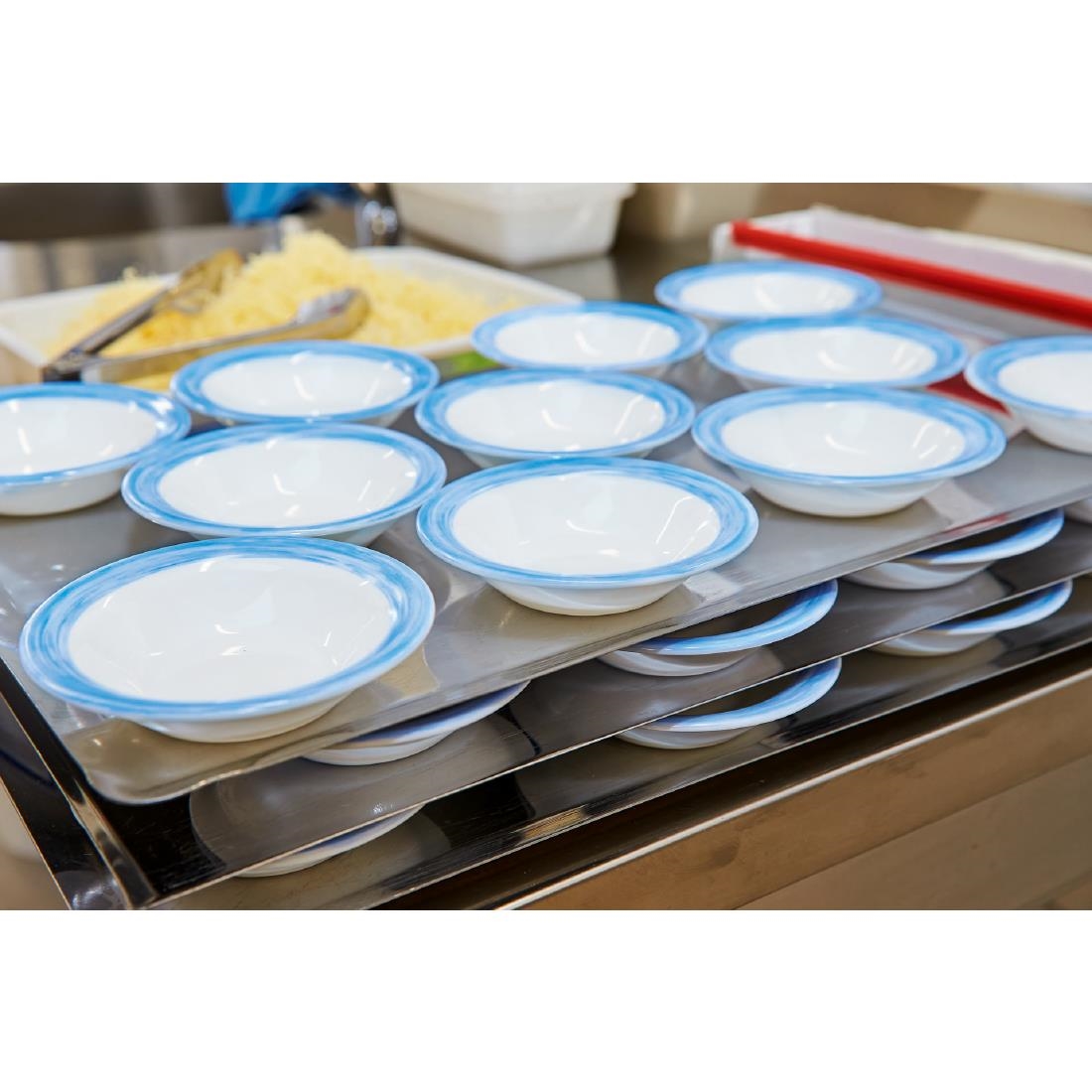 Arcoroc Brush Rim Bowls Blue 120mm 36 Pack (JK544)