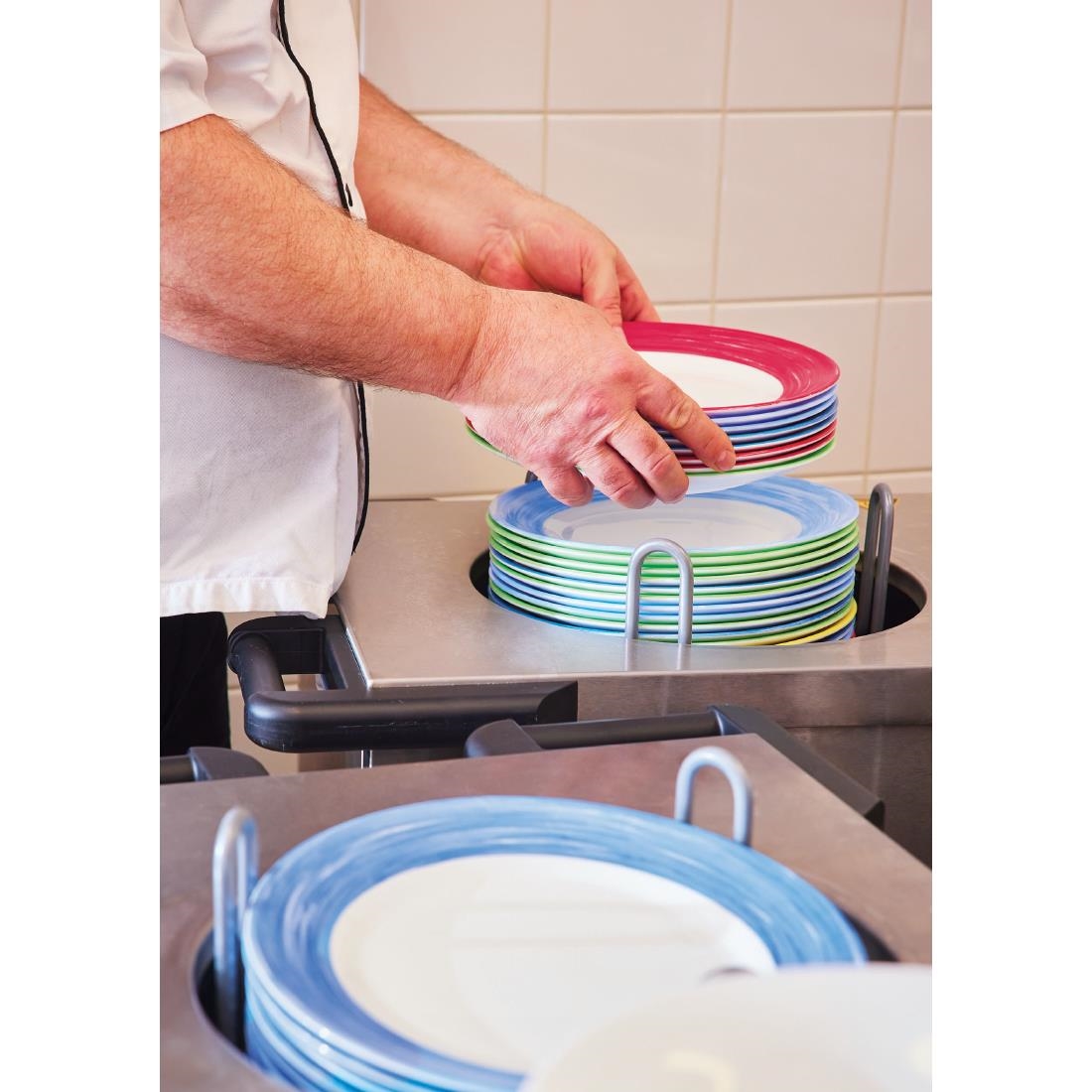 Arcoroc Brush Soup Plates Blue 225mm 12 Pack (JK547)