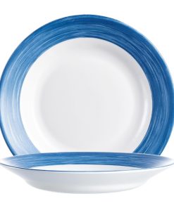 Arcoroc Brush Soup Plates Blue Jean 225mm 12 Pack (JK553)