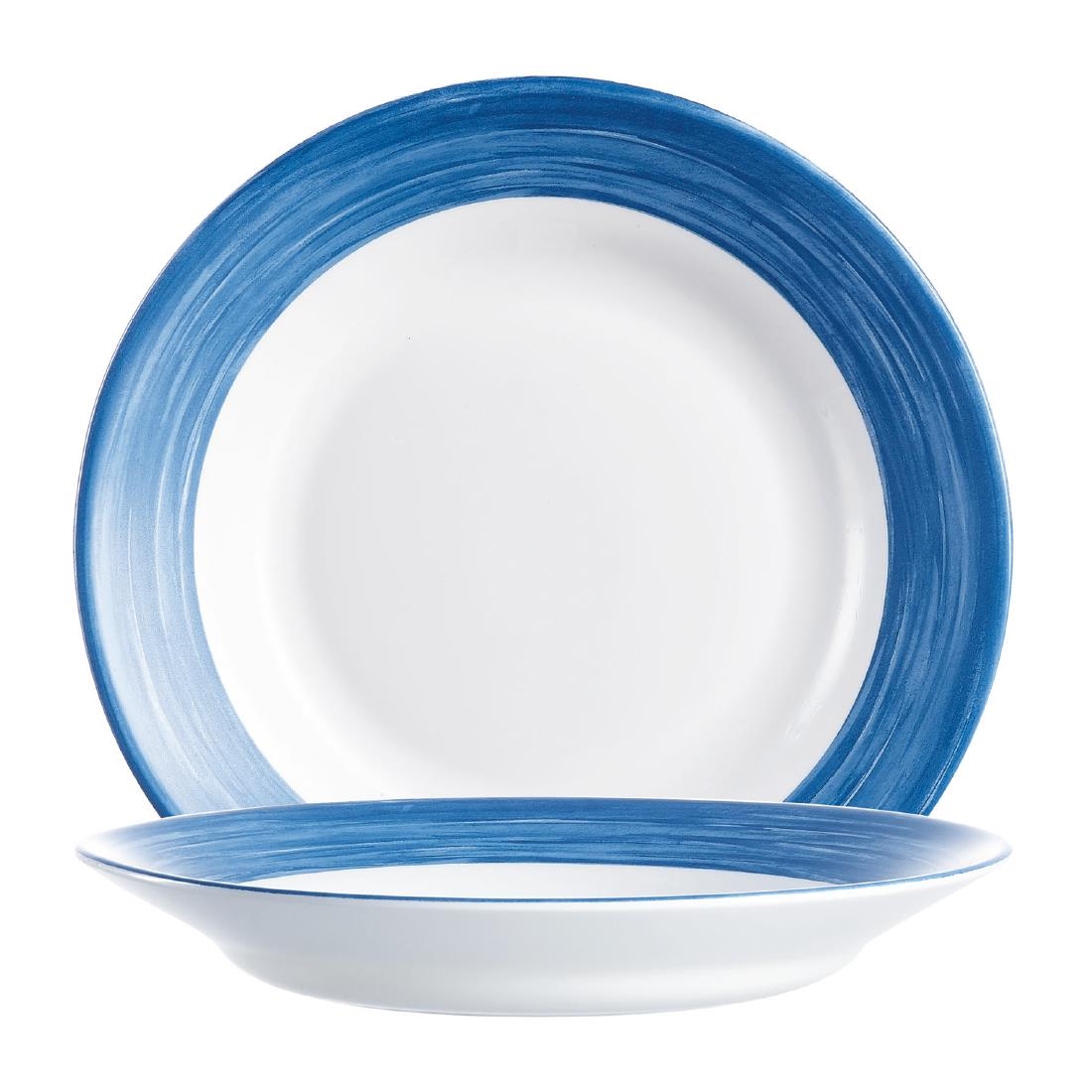 Arcoroc Brush Soup Plates Blue Jean 225mm 12 Pack (JK553)