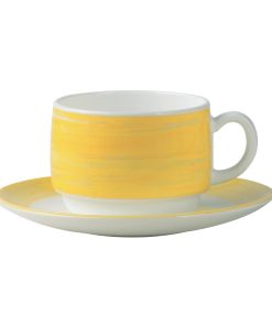 Arcoroc Brush Saucers Yellow 140mm 48 Pack (JK579)