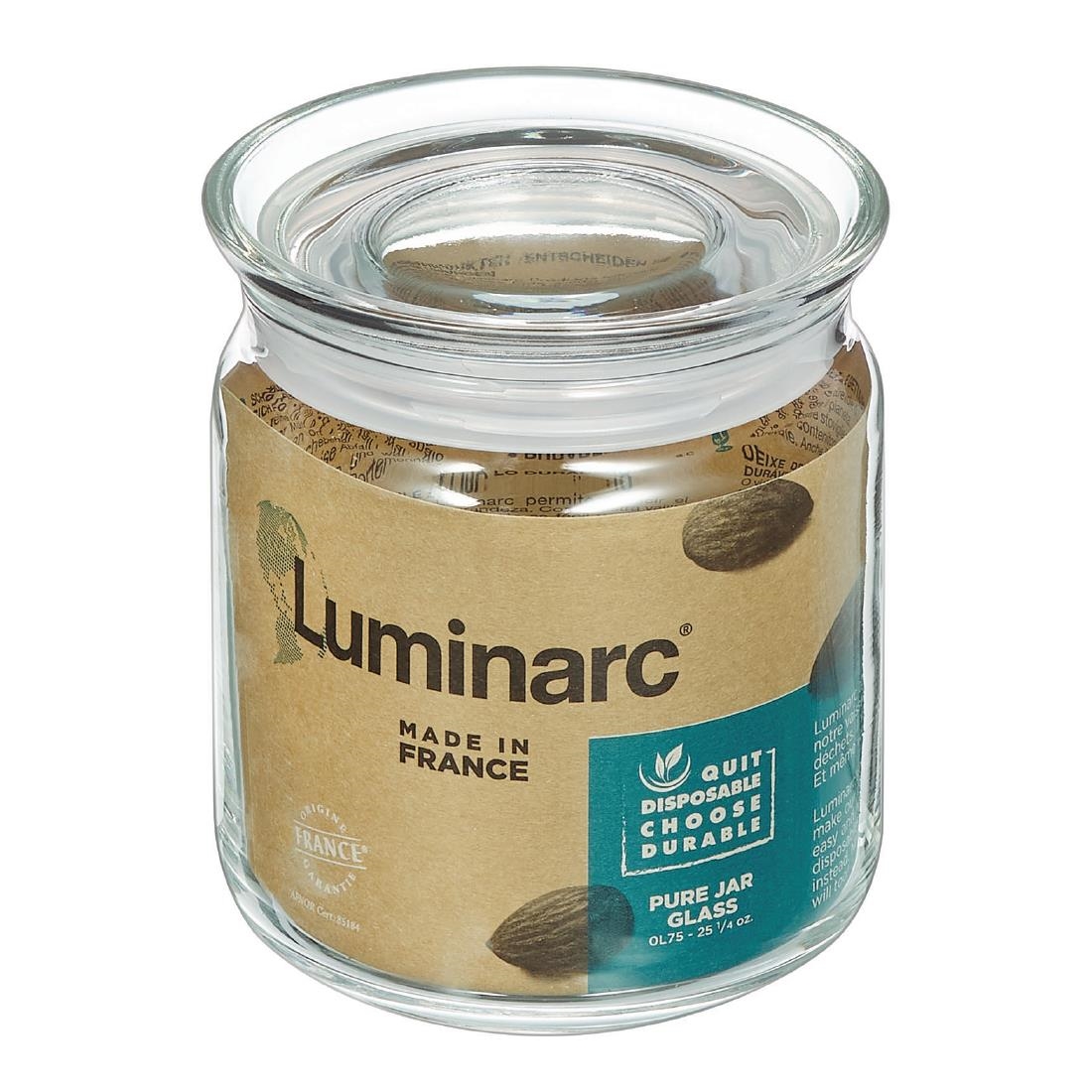 Luminarc Pure Jars with Glasses Lids 750ml 6 Pack (JK606)