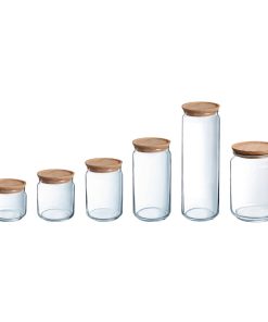 Luminarc Pure Jars and Wood Lids 750ml 6 Pack (JK612)