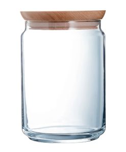 Luminarc Pure Jars and Wood Lids 1Ltr 6 Pack (JK613)
