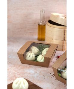 Vegware Microflute Hinged Hot Box with Window 6x6 210 Pack (JE048)