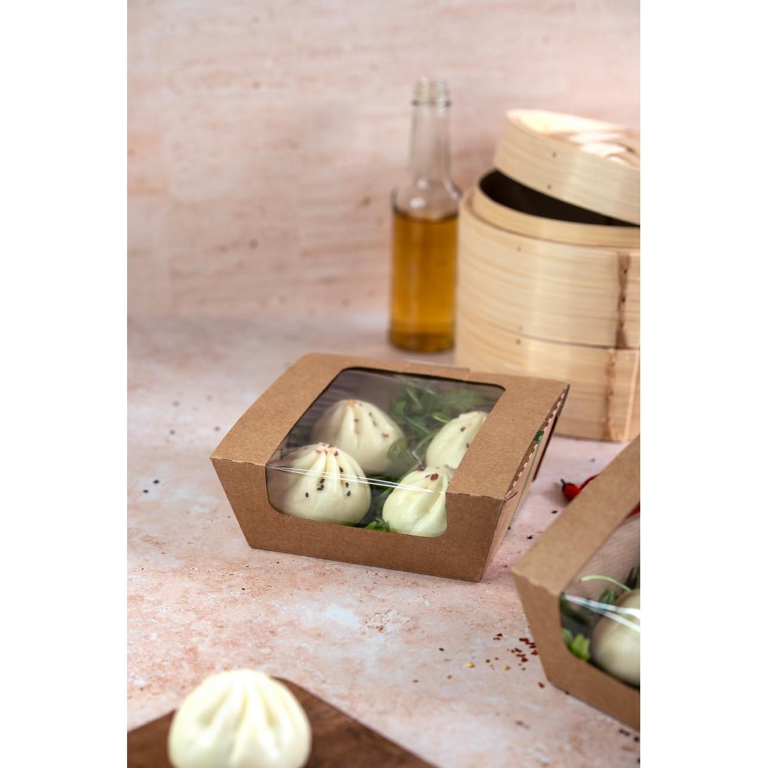 Vegware Microflute Hinged Hot Box with Window 6x6 210 Pack (JE048)