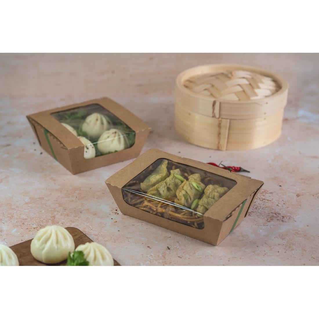 Vegware Microflute Hinged Hot Box with Window 6x6 210 Pack (JE048)