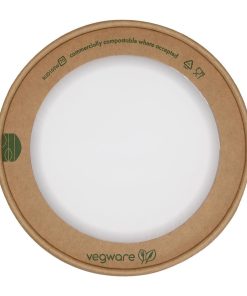 Vegware Round Paper Lids with Window Kraft 150-Series 300 Pack (JE053)