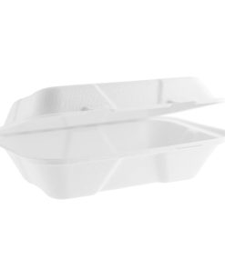 Vegware Nourish Moulded Fibre Clamshell Takeaway Boxes 9x6 500 Pack (JK182)