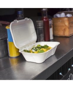 Vegware Nourish Moulded Fibre Clamshell Takeaway Boxes 7x5 500 Pack (JK183)