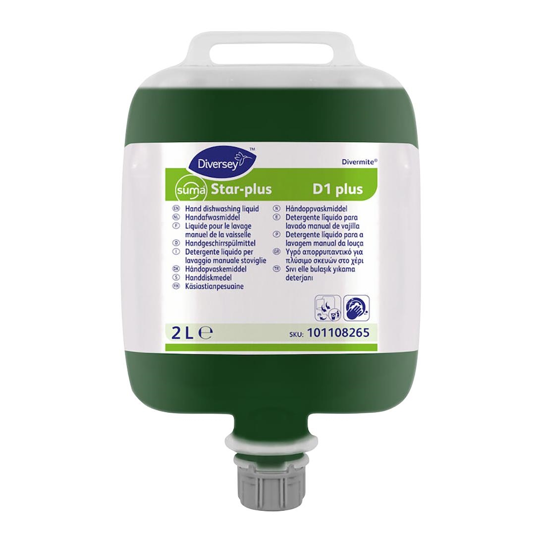 Diversey Suma Star-Plus D1 Divermite Dishwashing Liquid 2Ltr (JK362)