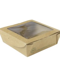 Vegware Salad Boxes with Window Kraft Medium 650ml 300 Pack (JK364)