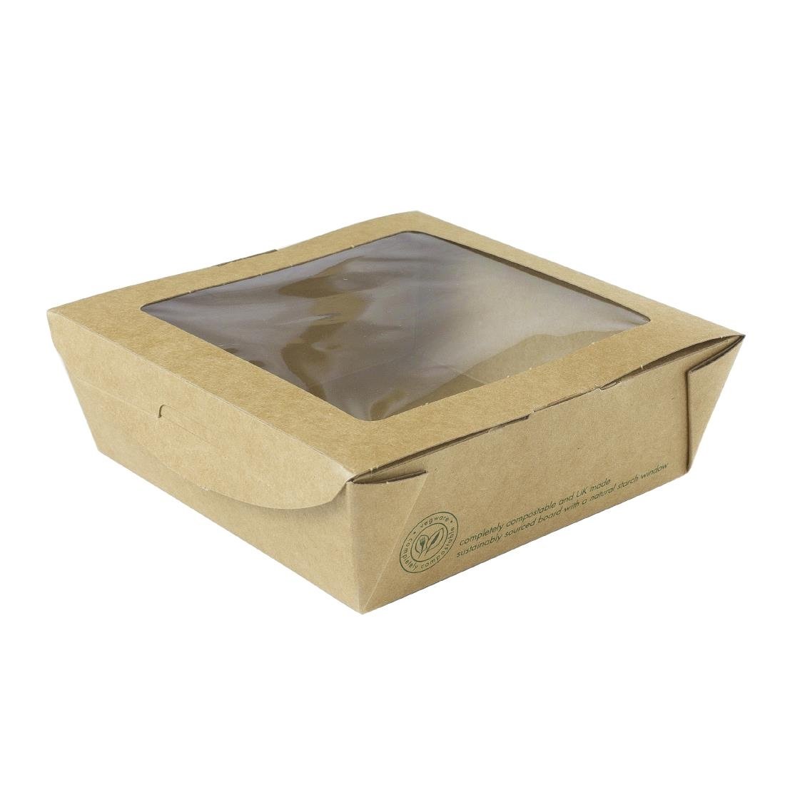 Vegware Salad Boxes with Window Kraft Medium 650ml 300 Pack (JK364)