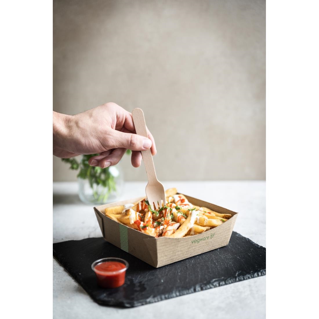 Vegware Microflute Food Trays Medium 150x150mm 270 Pack (JK371)