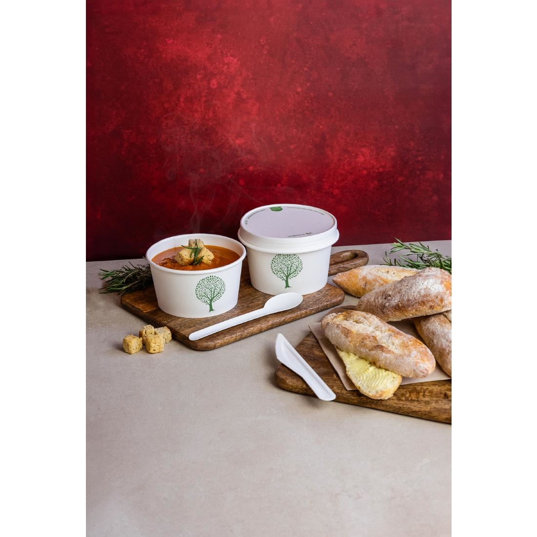 Vegware Soup Containers Green Tree 115-Series 340ml 500 Pack (JK427)