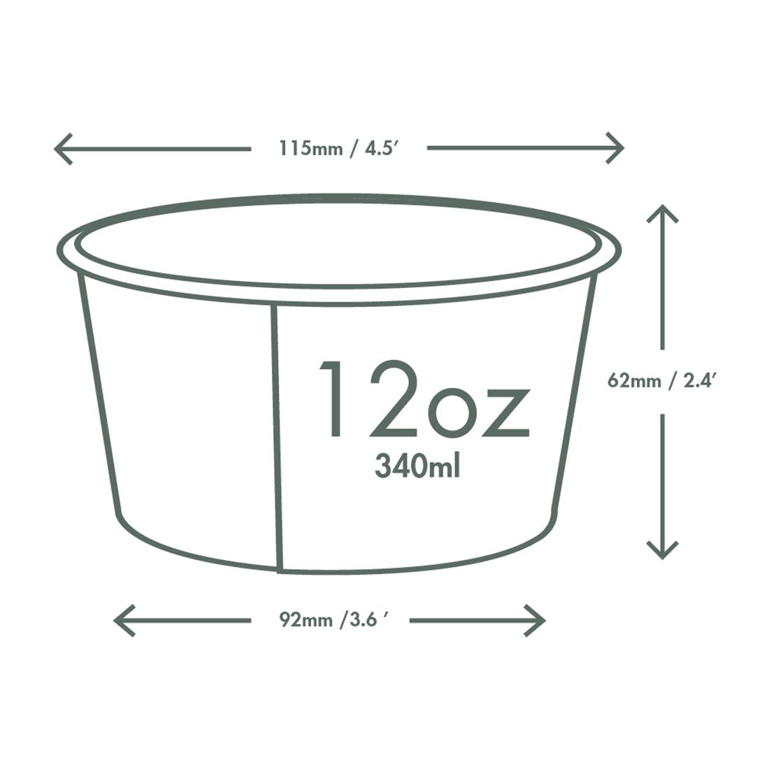 Vegware Soup Containers Green Tree 115-Series 340ml 500 Pack (JK427)