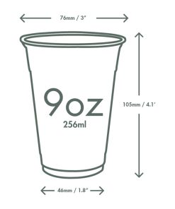 Vegware PLA Cold Cups 76-Series 256ml 1000 Pack (JK429)